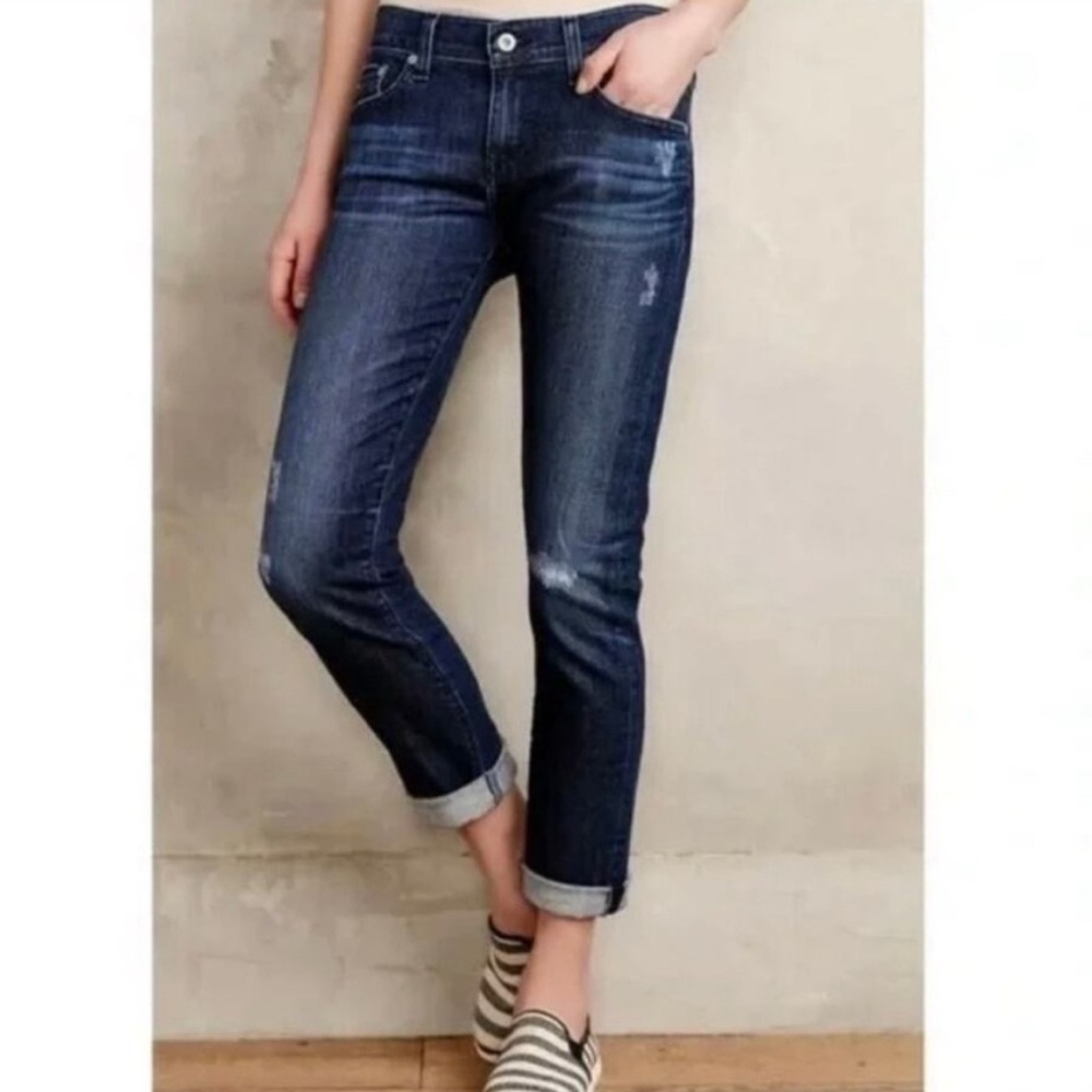 Anthropologie AG Adriano Goldschmied Women's boyfriend Skinny Jeans in Dark Blue